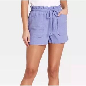 Universal Thread‎ Paperbag Linen Blend Shorts L Lavender Drawstring Pockets